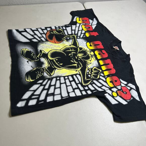 Vintage 1997 Looney Tunes Taz Got Game Shirt USA Made L Basketball Double Sided - Picture 3 of 13